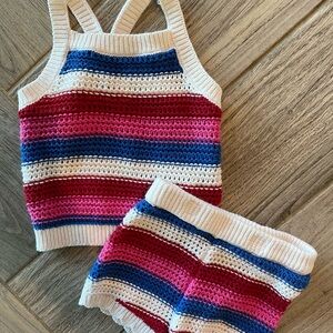 Old Navy Colorful Striped Knit Tank Top and Shorts Set